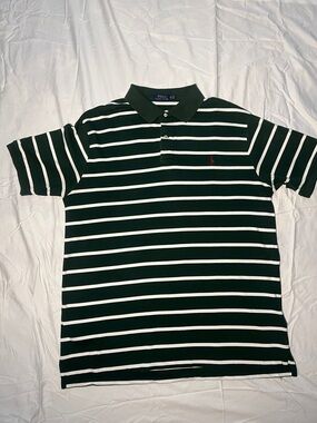 Men’s Polo by Ralph Lauren Green & White Striped Polo Shirt XL Tall
